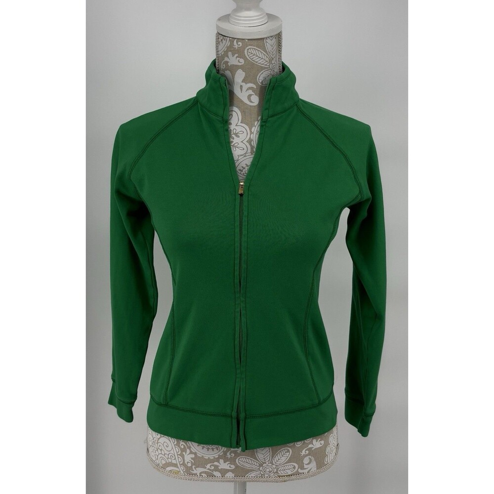 EUC Peter Millar Womens XS Emerald Green Full Zip Jacket Cotton Athletic Golf
